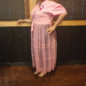 Pink Sheer Maxi Dress